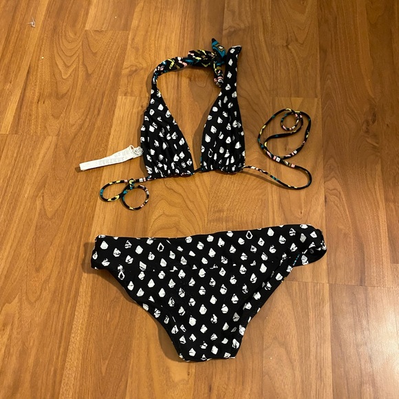 womens volcom tribal instinct reversible halter bikini - Picture 1 of 4